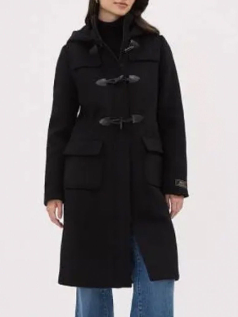 RW&CO Black Hooded Wool Duffle Coat | Toggle Closure | XS | $300 Retail